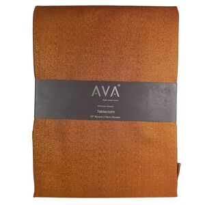 AVA Burnt Orange Shimmer Tablecloth 70 Inch Round Premium Quality Fall Decor